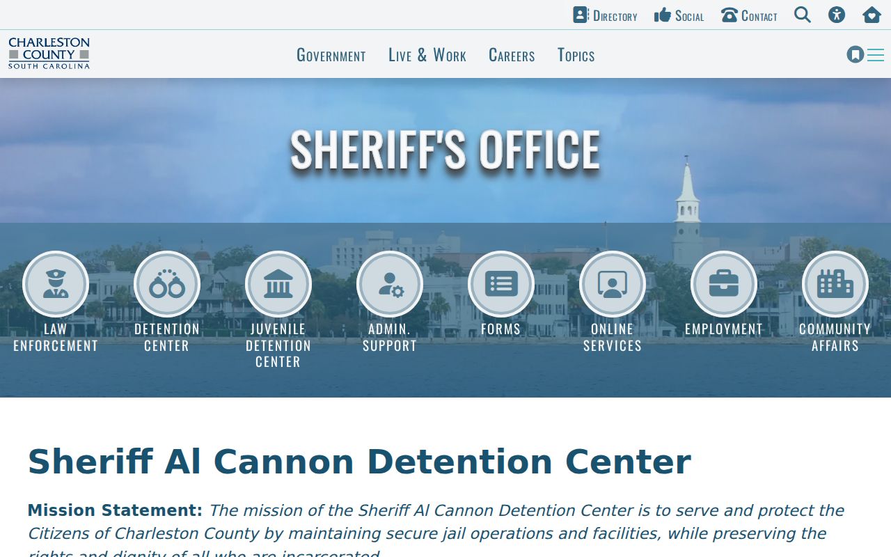 Sheriff Al Cannon Detention Center for Charleston County arrest bookings