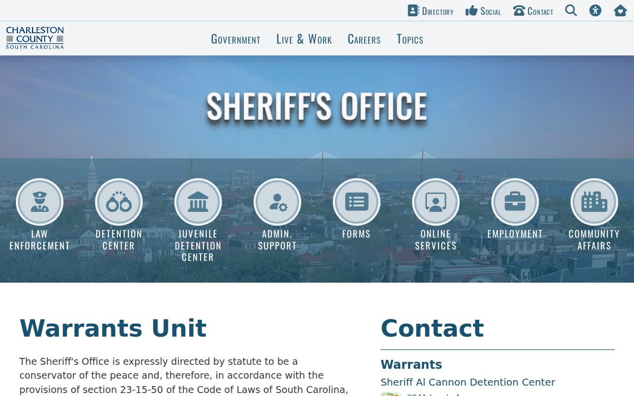 Charleston County arrest lookup warrant verification guidance