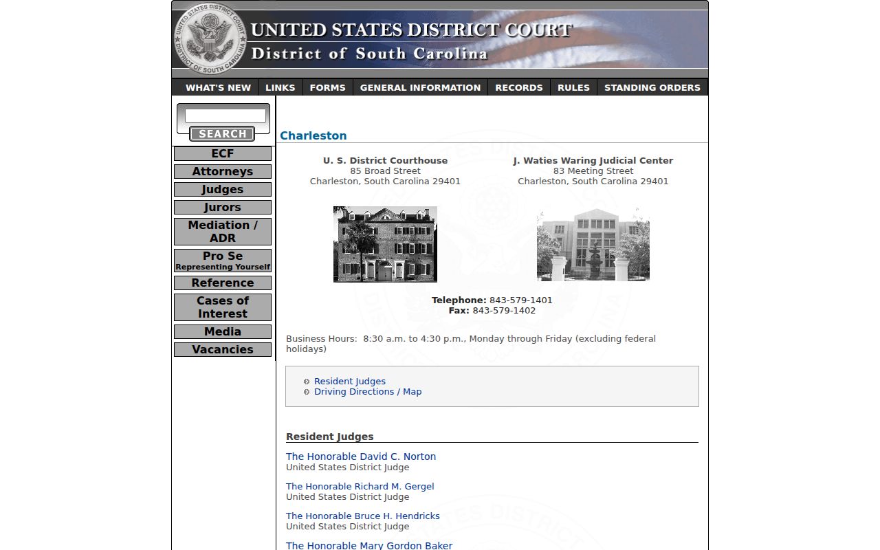 United States District Court Charleston courthouse information