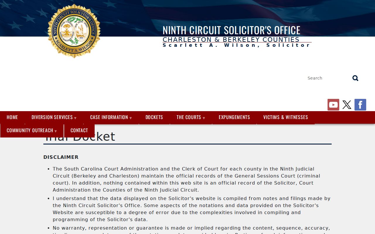 Charleston County criminal court cases Ninth Circuit trial docket controls