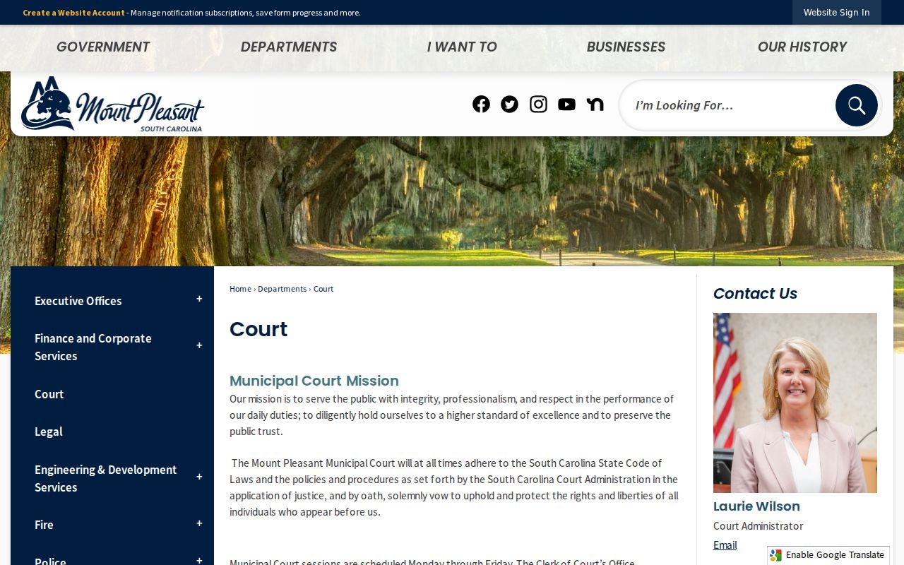 Charleston County criminal court case information for Mount Pleasant Municipal Court