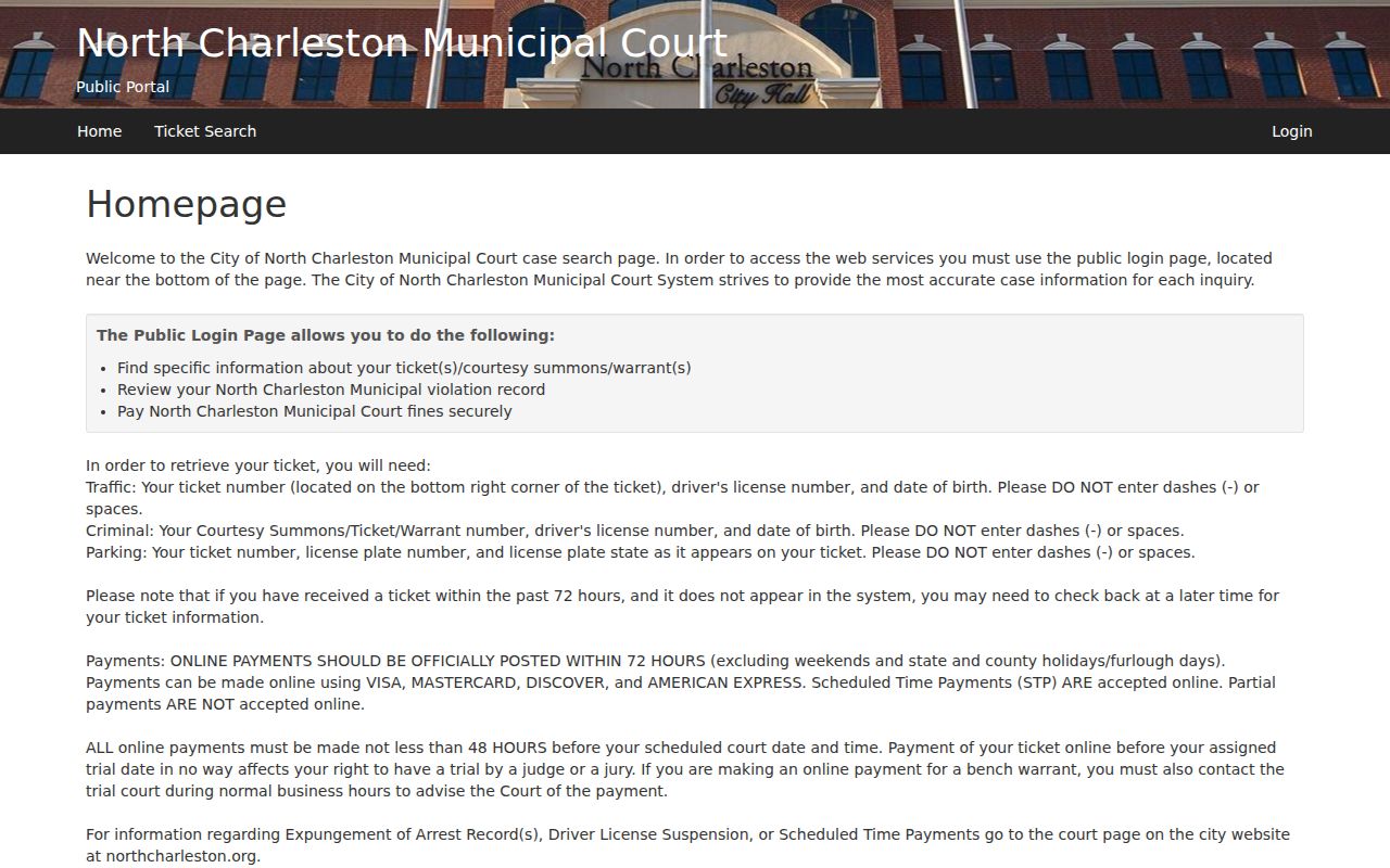 Charleston County criminal court cases North Charleston eCourt lookup